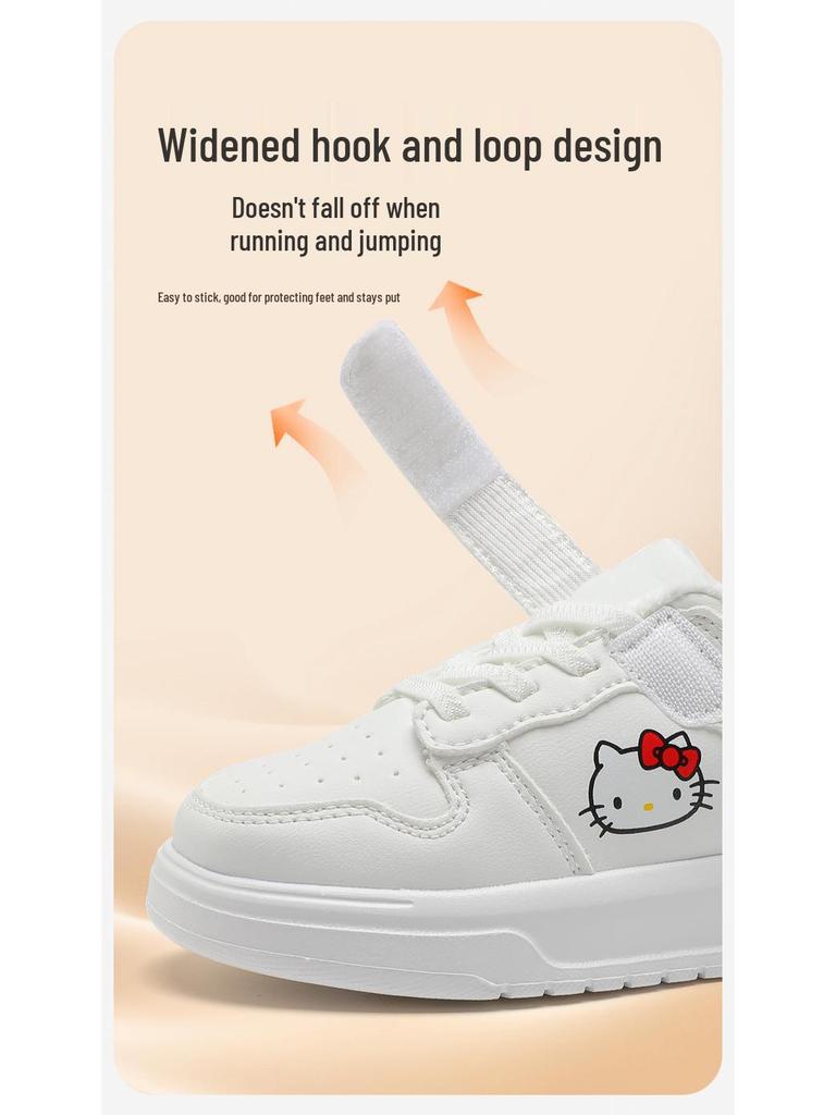 Cartoon Girls' Sports Shoes: Versatile White Non-Slip Skate Shoes for Kids, 2025 Autumn/Winter Collection.