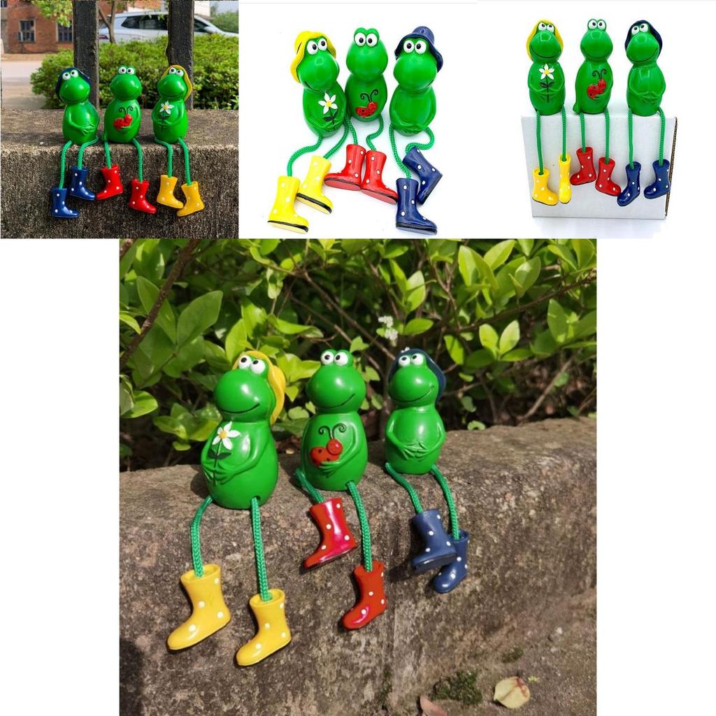Charming Frog Ornaments For Outdoor Garden And Flowerpot Decoration Set Of Three