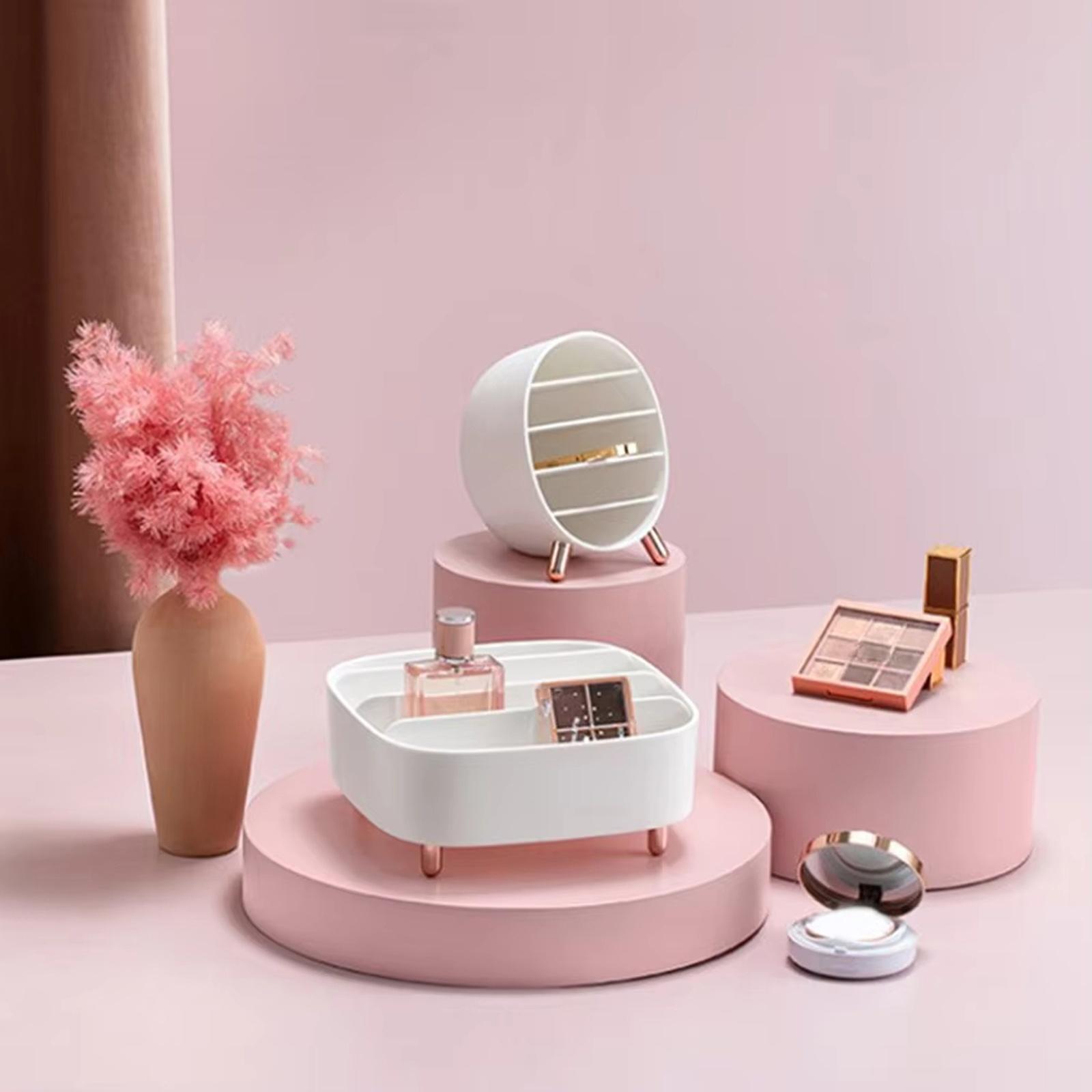 

Desktop Cosmetic Storage Box Luxury Makeup Organizer for Lipstick Eyebrow Pencil one size білий