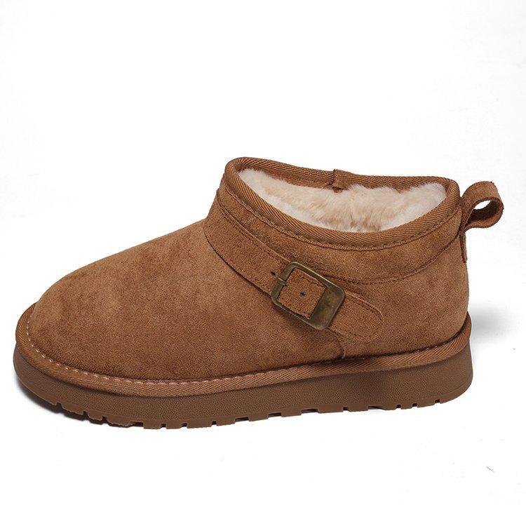 Leather Platform Snow Boots Women's Winter 2025 New Velvet Thickened Warm Short Boots Waterproof and Non-slip Cotton Shoes Women