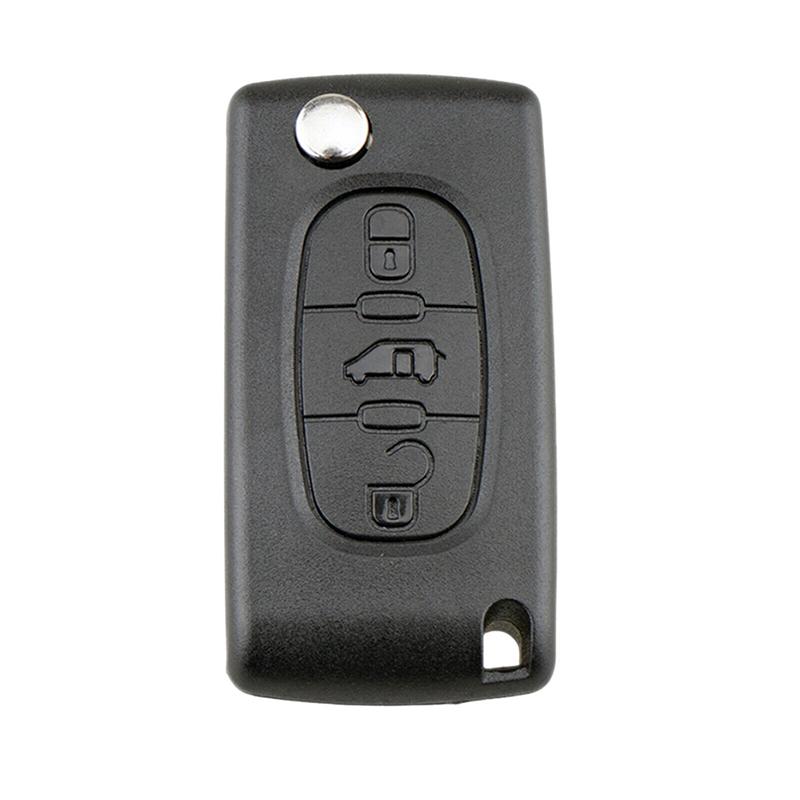 CE0536 Replacement Car Key Fob Shell for Peugeot 207 307 407 308 for Citroen C2 C3 C4 C5 Berlingo, 3 Buttons Flip Case with Uncut VA2 Blade