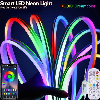 5V RGB Neon LED Strip Light Waterproof Flexible USB Neon Tape with Bluetooth APP & Remote for TV Backlight DIY Gaming Decor