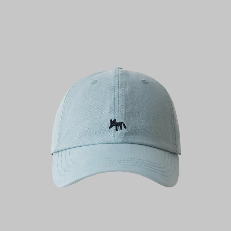 Little Fox Embroidered Baseball Cap Men's and Women's Spring and Summer Couples Sunscreen Sun Hat Soft Top Big Head Circumference Peaked Cap