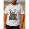 European Size Four-Eyed Grey Monster Men'S Printed Short-Sleeved T-Shirt, Patterned Printed T-Shirt for Men, Breathable Fabric