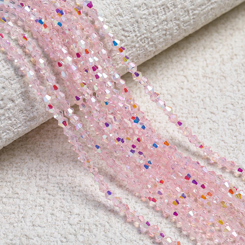 1 Strip 4mm Shiny Crystal Beads Bicone Beads 80pcs Glass Beads Loose Spacer Beads for Bracelet DIY Jewelry Making
