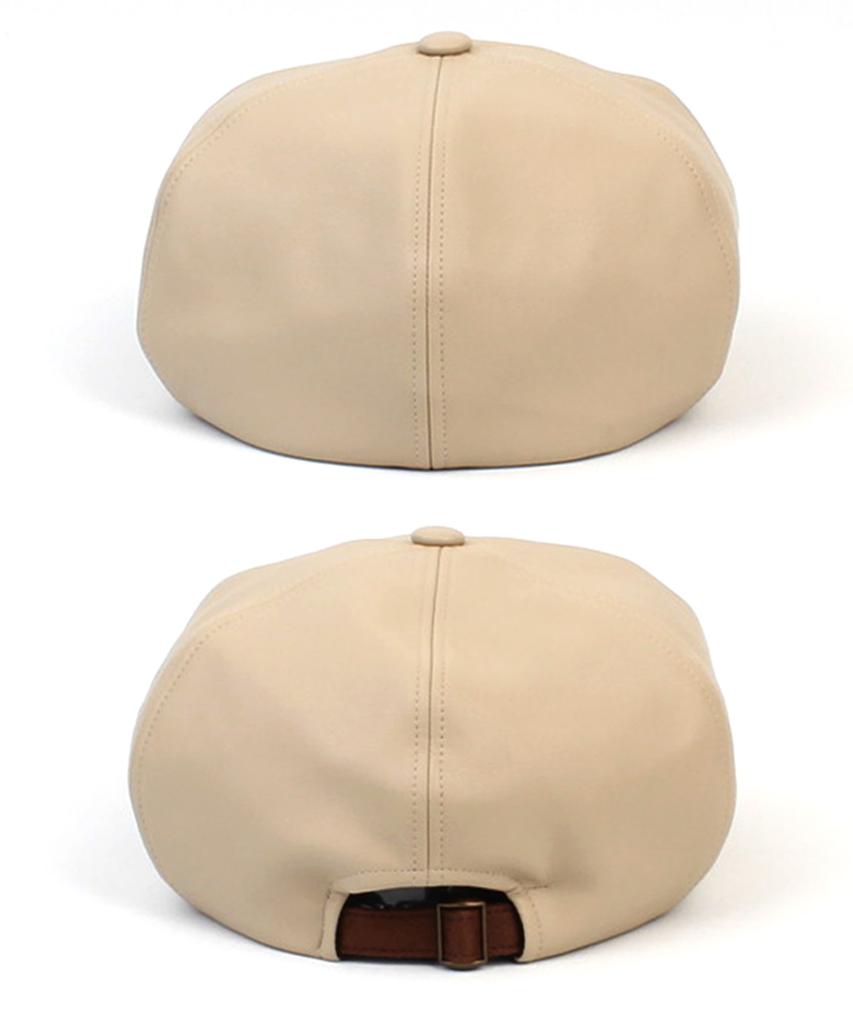 Belted Leather Ivory Beret
