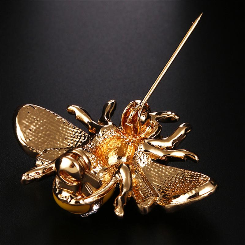 Women'S Delicate Enamel Crystal Water Drill Small Bee Neckline Pin Jewelry