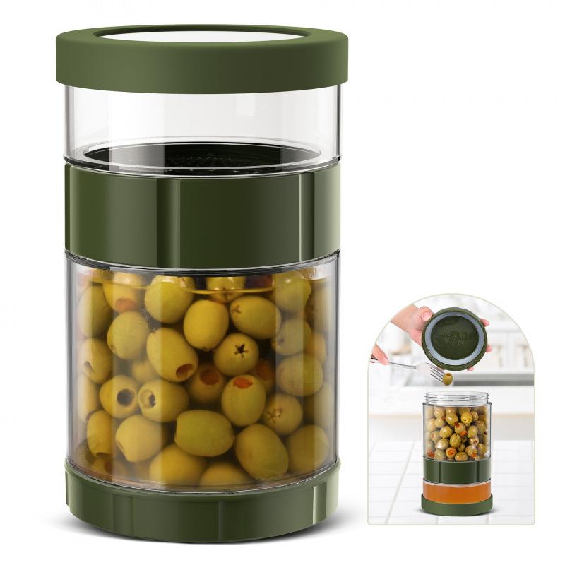 Glass Pickle Jar Dry Wet Separation Pickle and Olive Jar Upside Down Kimchi Cucumber Container Hourglass Jar for Airtight Storag