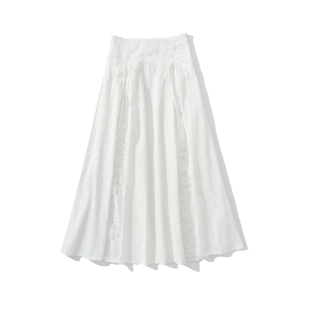 2025 Sweet Lace Patchwork 2-Piece: Off-Shoulder Crop Top + Mid-Waist Skirt