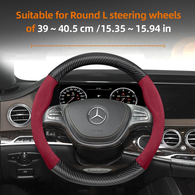 Suitable for Mercedes-Benz Suede Matte Carbon Fiber Texture Steering Wheel Cover Suitable for E Class S C a Glc Suv Eqc Gle Gla Eqe Amg Eq E63 Maybach