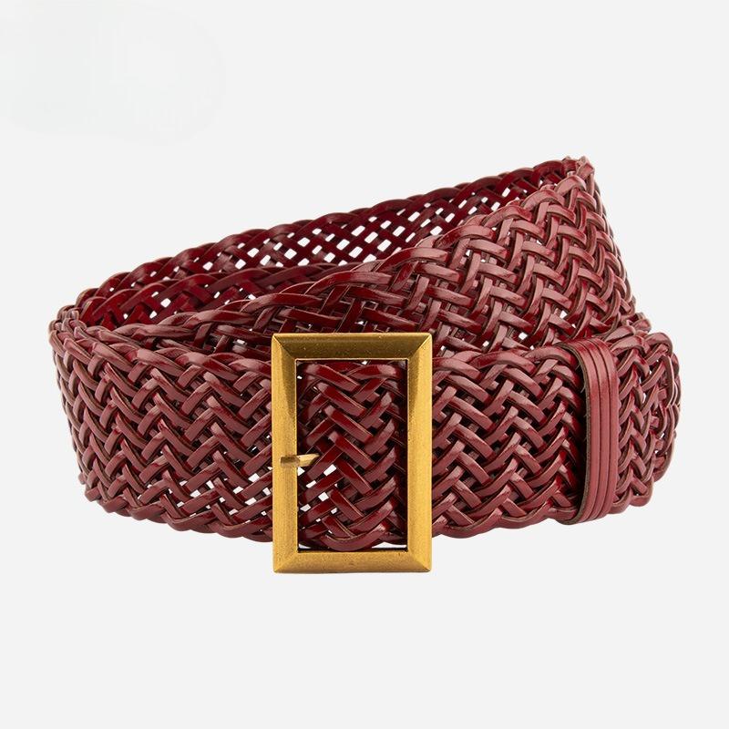 European and American French Ins Braided Belt Women's Retro Alloy Buckle Dress Belt Casual Women's Belt
