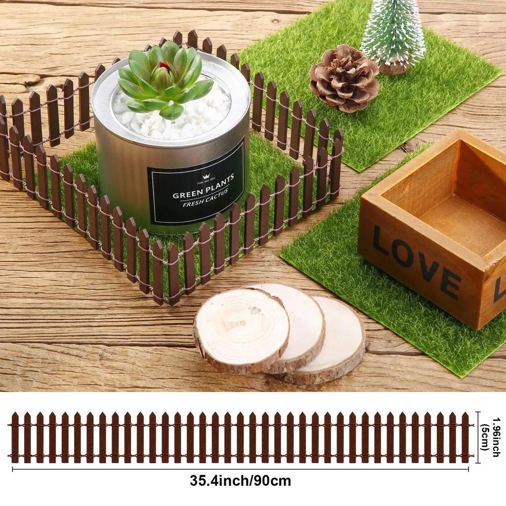 Miniature Wooden Fairy Garden Fence 5x90cm DIY Mini Garden Accessories Wood Barrier Dollhouse Home Craft Decor Palisade Ornament