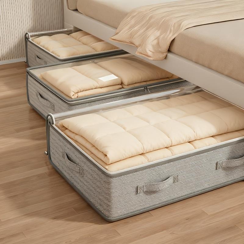 1 Large Under-bed Storage Box with Handles, Stackable Durable Non-woven Fabric Clothing Organizer, Space-saving Multifunctional Storage Solution