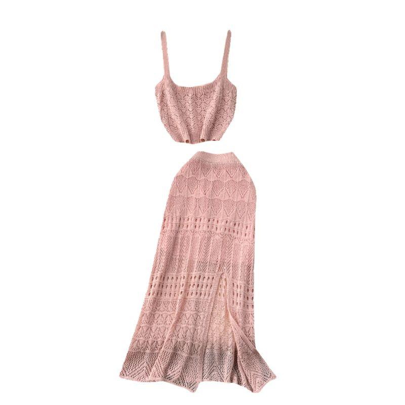 Early Spring Wear Suit Cut Out Split Skirt Suspenders