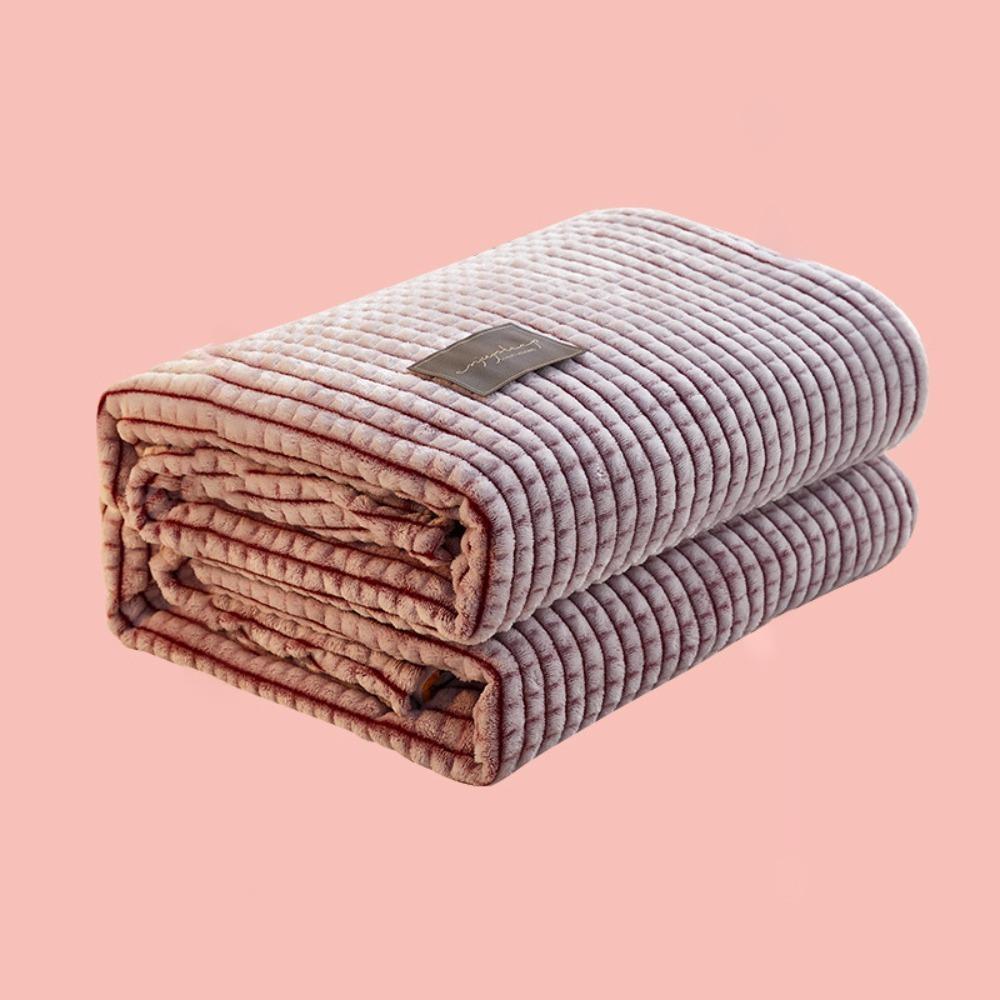 

Skin-friendly Plaid Coral Fleece Blanket Breathable Sofa Blanket Household Sleeping Blanket Office S красный
