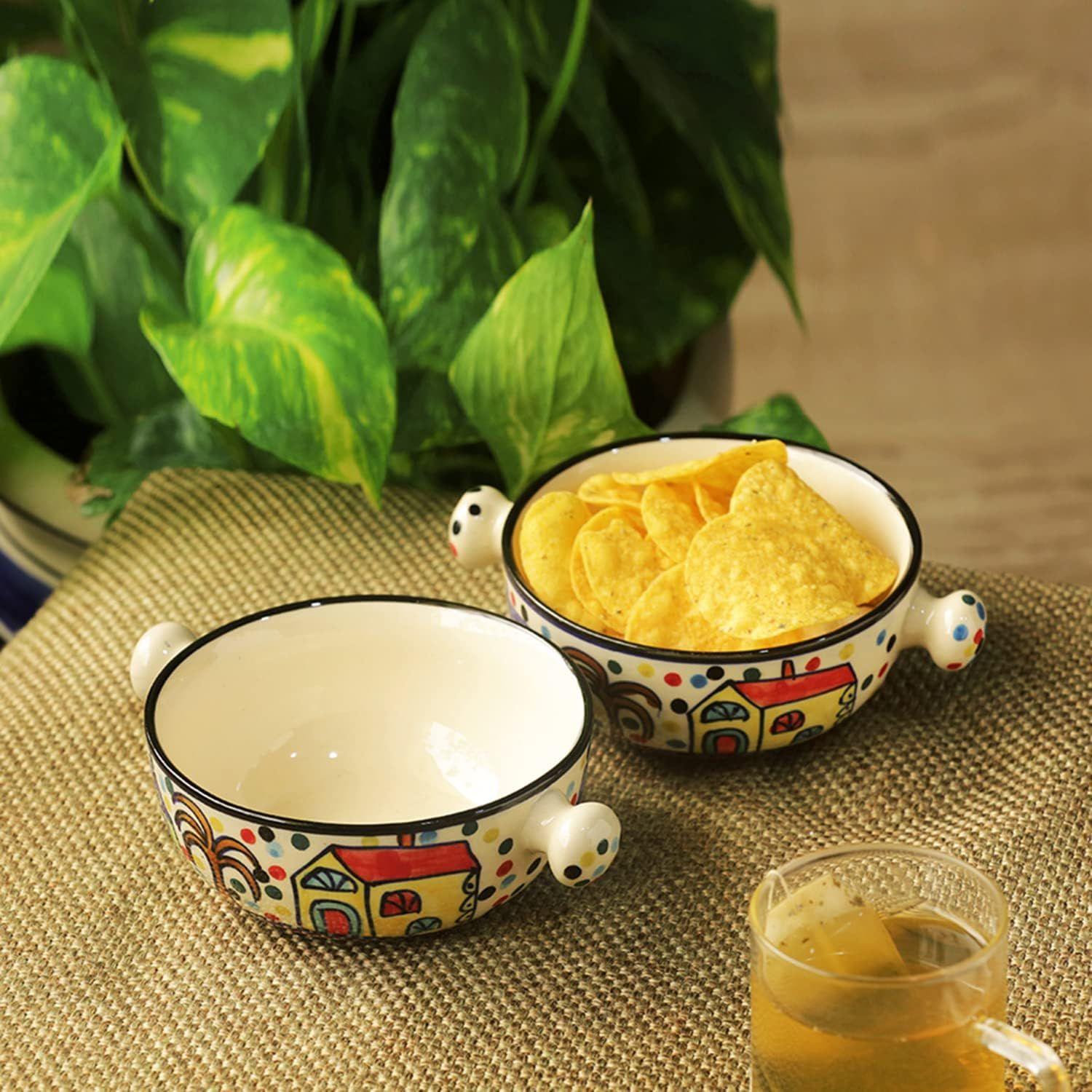 

Керамические миски ручной росписи (Разноцветный) - Набор из 2 штук, 260 мл