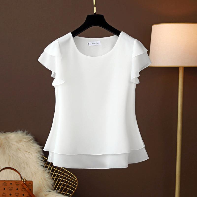 Women's Plus Size Chiffon Top: Loose, Fashionable, Short-Sleeved Summer Blouse