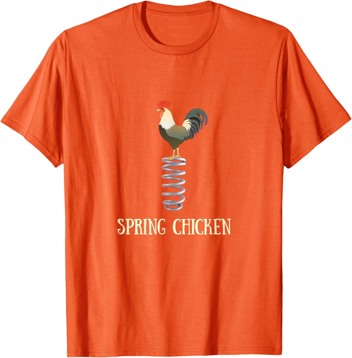 Spring Chicken Rooster Riding Spring Toy Graphic Tee Casual Daily Cotton T-Shirt 4XL