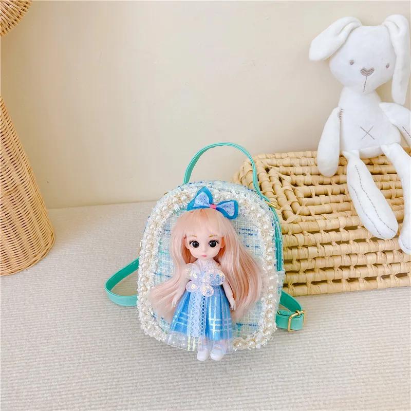 Girls Backpacks Cute Princess Backpack with Doll Crossbody Bag for Kids Toddler Preschool Bookbags Elementary School Bags
