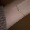 Sterling Thin Chain Bracelet With 14K Gold Plated CZ Stone Geometric Rhombus Design Daily Wear Layering