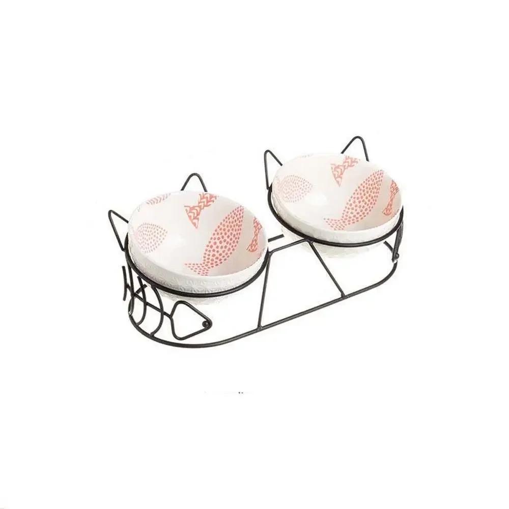 Feeder Drinker Oblique Mouth For Dog Cat Elevated Dishes Water Feeder Container Pet Feeder Bowl Pet Supplies Cat Double Bowl