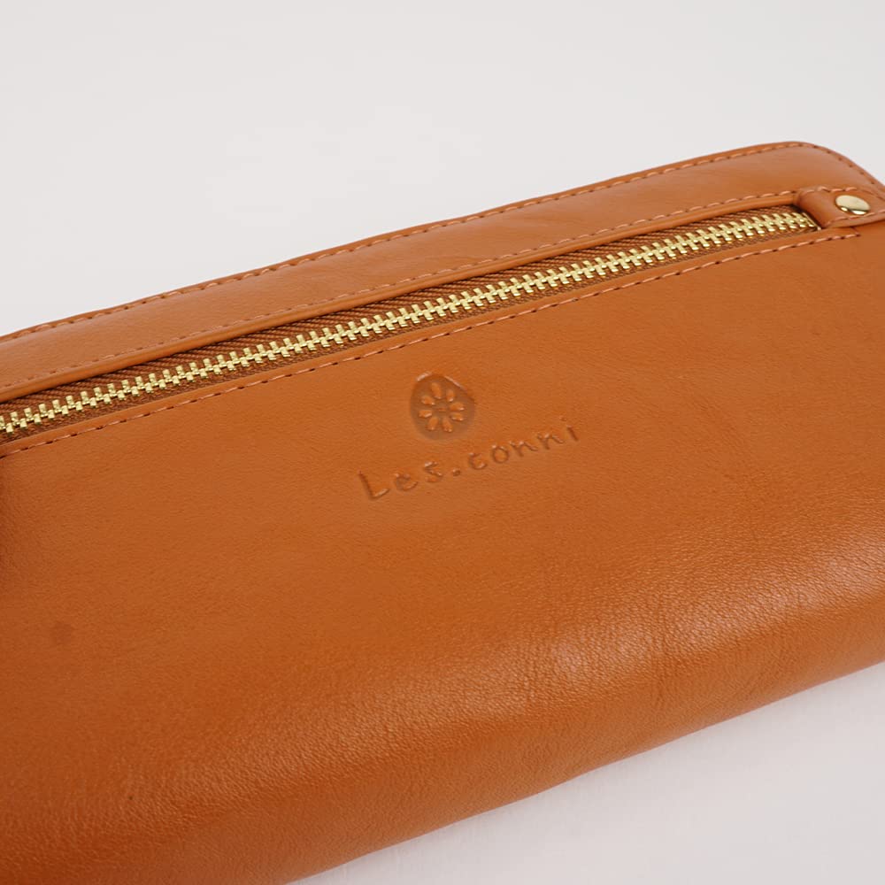 Les.conni Women's Zip-Around Long Wallet, Perfect Gift for Mother's Day, Birthdays, Anniversaries, and Christmas (Camel)