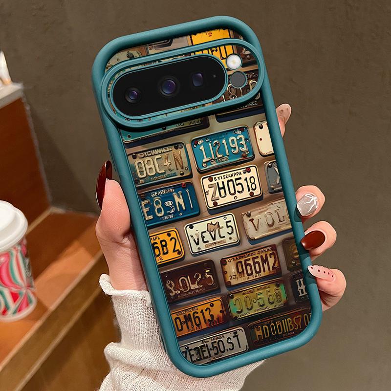 Retro License Plate TPU Case For Google Pixel 10 8 7 Pro Pixel 10 9 Pro XL Shockproof Silicone Cover For Google Pixel 9A 7A 8A