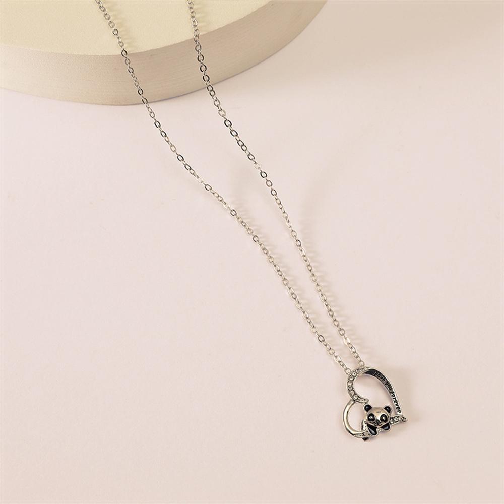 Módní Panda Srdce Zirkonový Náhrdelník pro Ženy Muže Vynikající Medvěd Láska Přívěsek Klíční kost Řetízek DIY Šperky Doplňky Dárky 2024
