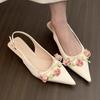 Fashion Pointed Toe Women Heeled Shoes Flower Elegant Slippers Summer Fashion Pumps Dress Woman Sandals 2025 Trend Cozy Female Zapatos