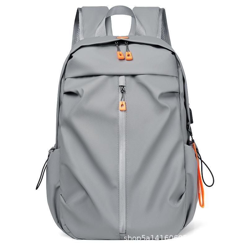 Men's Multi-Functional Casual Business Backpack with Logo Option - Simple Solid Color Fashion Design