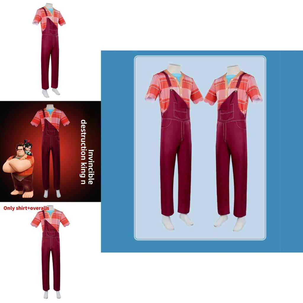 Costume Cosplay di Ralph Spaccatutto in Tessuto di Poliestere con Stile e Comfort per Feste di Videogiochi e Anime