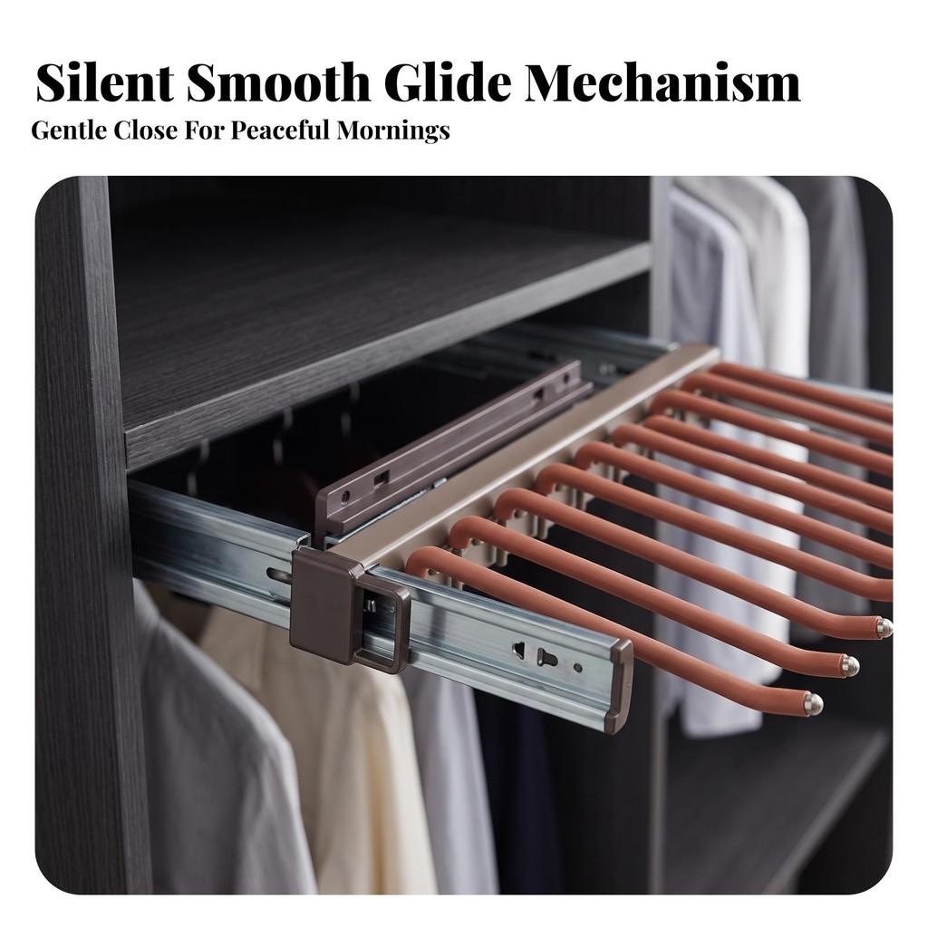 Retractable Pullout Trouser Rack | SpaceSaving SideMount, Pull out Rack, for Wardrobe