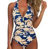 One Piece Swimsuit Women Backless Swimwear Leopard Print Swimsuit Floral Lace Up Bikini Summer 2025 Holiday Beachwear New