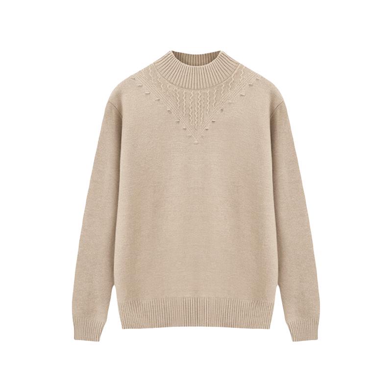 Women's Knitted Velvet Sweater: Loose-Fit, Round Neck, Long-Sleeve, One Size, for Middle-Aged & Elderly