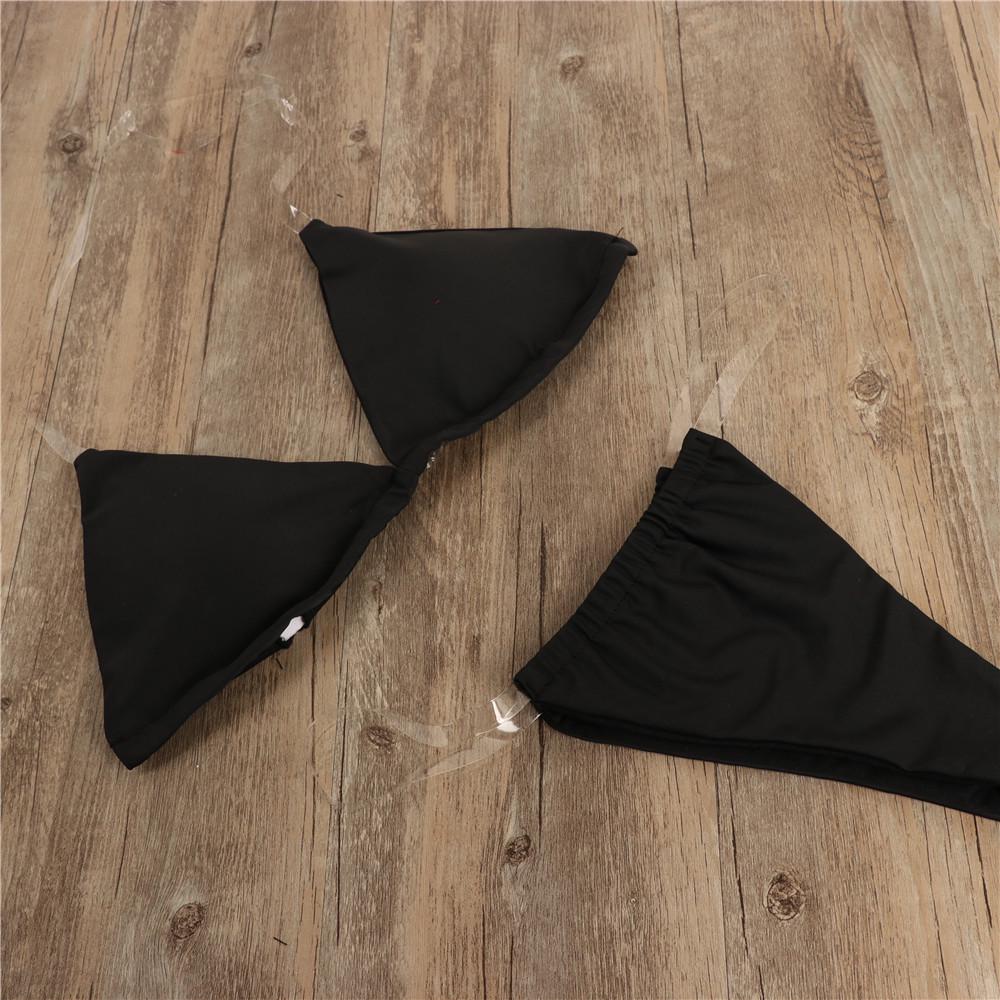 European American Solid Color Women's Three-Piece Bikini with Transparent Straps