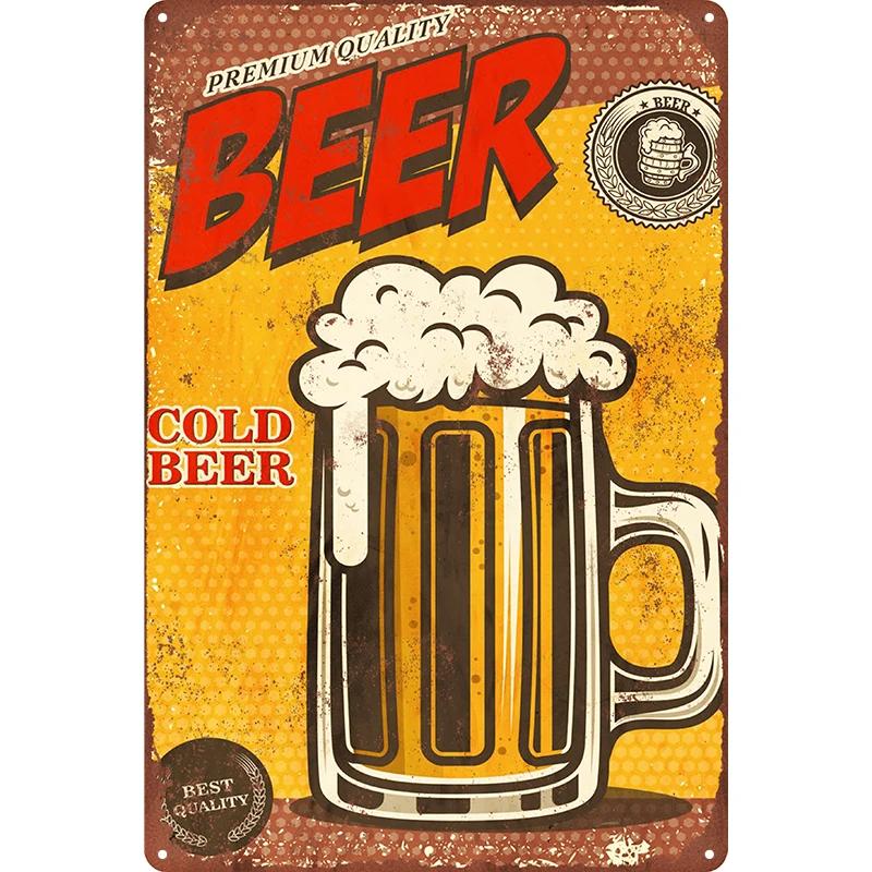 

1 шт. Винтажная металлическая табличка Холодное пиво (20x30 см / 7,87x11,81 дюйма): Освежающий ретро-декор для бара для ценителей пива 20x30cm