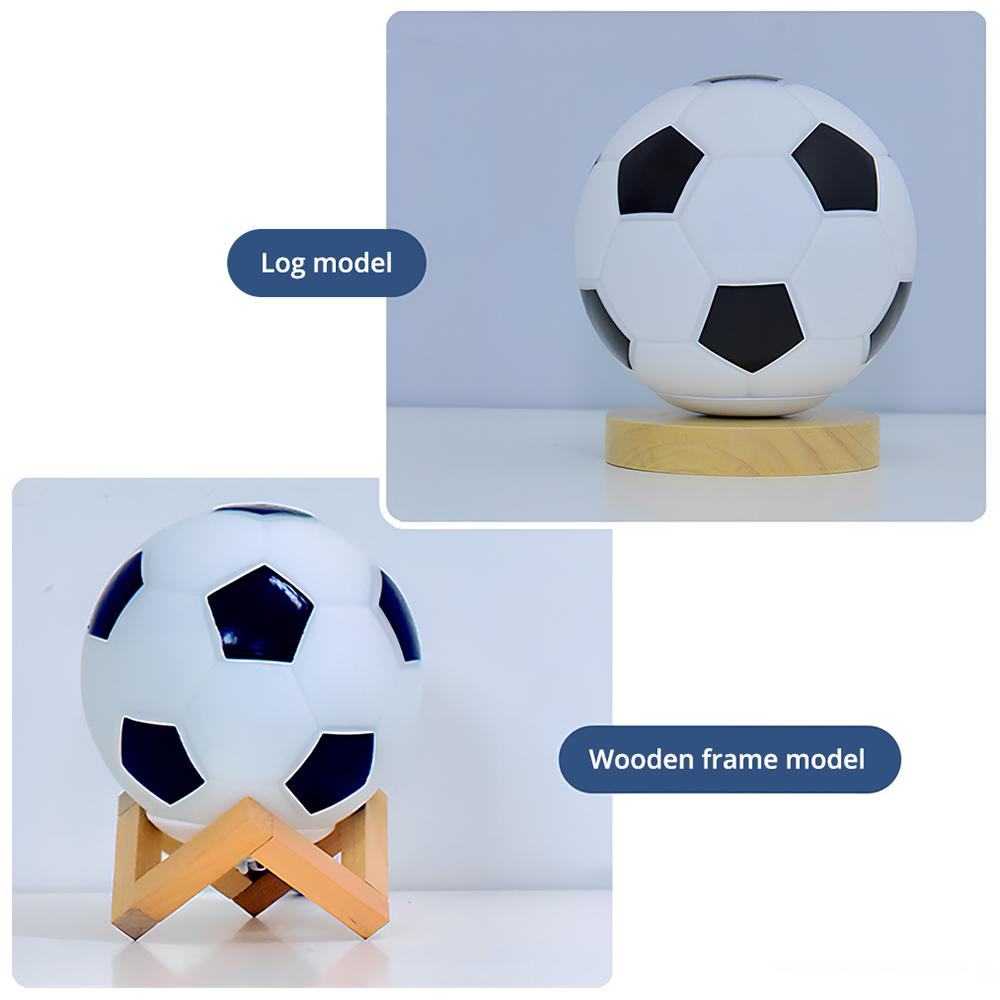 Football Small Table Lamp Solid Wood Glass Night USB LED Circular Bedside Light Study Room Decoration Atmosphere Remote Dimming