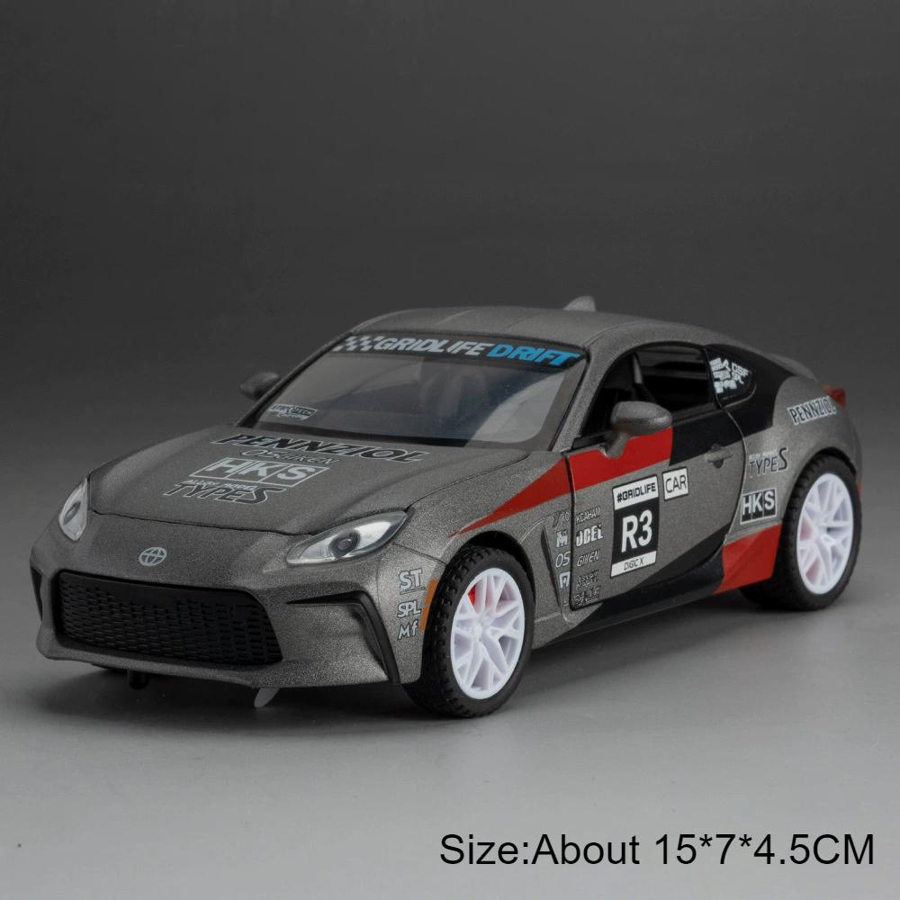 1:32 Scale Highlander GR86 Sports Car Model Toy Metal Diecast Pull Back Miniature Vehicle Sound Light Models Collection Gift Boy