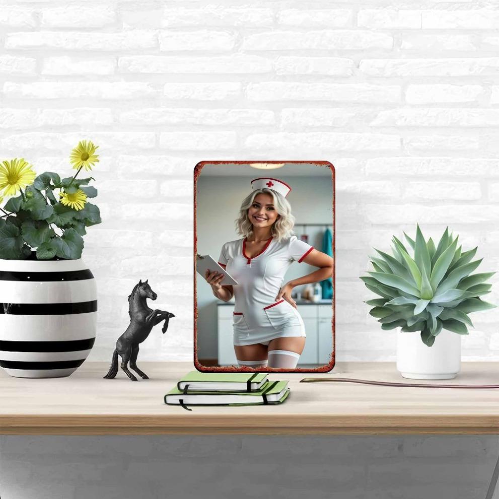 Nurse Theme Retro Metal Sign - Medical Career Wall Art Decor Durable Metal Plaque for Bedroom Bar Garage Garden Outdoor