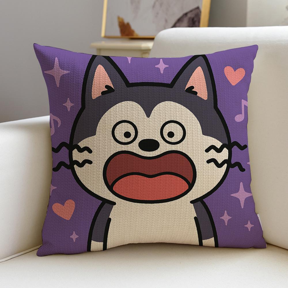 Cute MMeowing catS Cushion Cover Breathable and Skinfriendly Linen Pillowcase Square Removable and Washable Cushion