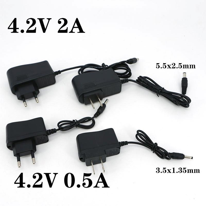 CA 100-240V CC 4.2V 0.5A 500mA 2A 2000mA 5.5x2.5mm 3.5x1.35mm Adaptador Fuente de Alimentación Cargador para batería de Litio 1S 2S 3S 4S 18650