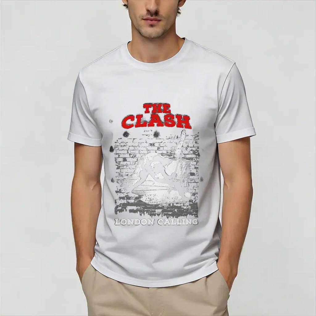 Novelty Vintage The Clash TShirt for Unisex Round Collar Cotton T Shirts Short Sleeve Tee Shirt Summer Clothes