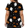 Halloween Print V Neck Short Sleeve Nurse Scrub Top with Dual Pockets and Side Slits Medical Uniform Shirt for Healthcare Professionals