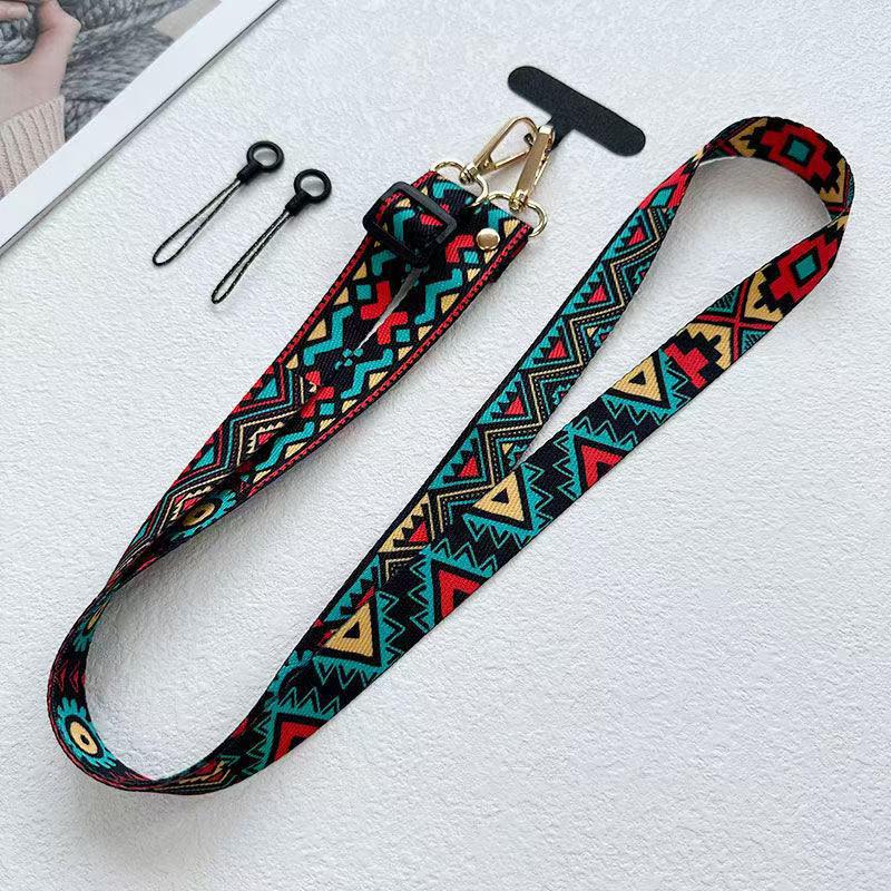 Verbesserte Version Retro-Muster Diagonales Band Verstellbar Handy Langes Lanyard Zum Aufhängen am Hals Um Verlust zu Verhindern Seil