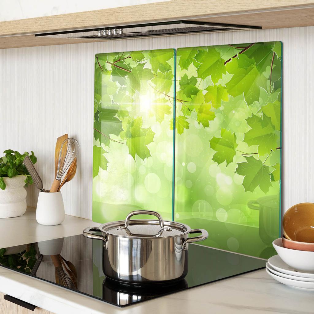 Tempered Glass Boards Set of 2 Chestnut Leaves 2x30x52 cm