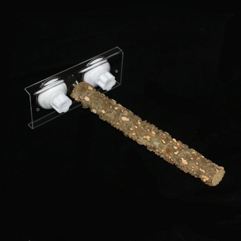 Bird Parrot Wooden Standing Stick Rack Suction Cup Shower Perch Bar Rod Bathing Toy Pet Supply