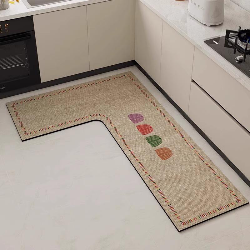 G5U2025 Anti-slip L-shaped Kitchen Mat - Absorbent, Diatomaceous Earth, No-wash, Wipe Clean, Anti-fall.