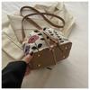 Modische Leinenstoff Eimer Tasche Blumenmuster Verstellbarer Kordelzug Schultertasche Ethnischer Stil Umhängetasche Damenmode