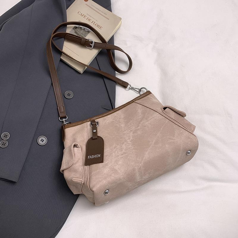 Casual Double-pocket PU Shoulder Bags for Women Versatile Portable Ladies Crossbody Bag Large Capacity Female Handbags Tote