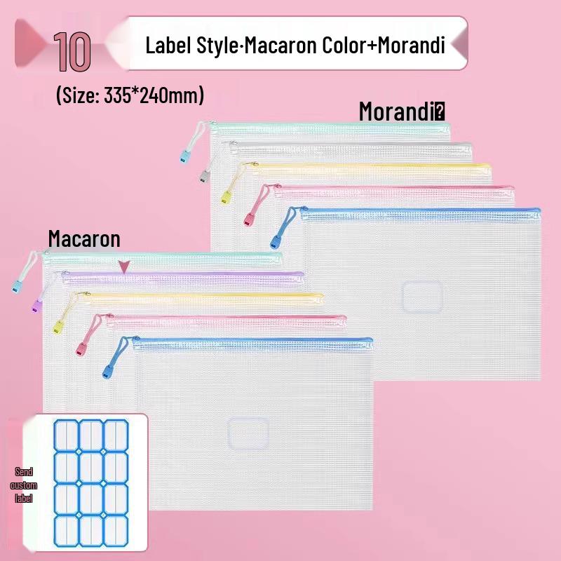 A4 Transparent Waterproof Zipper Document Bag for Exams and Office Use